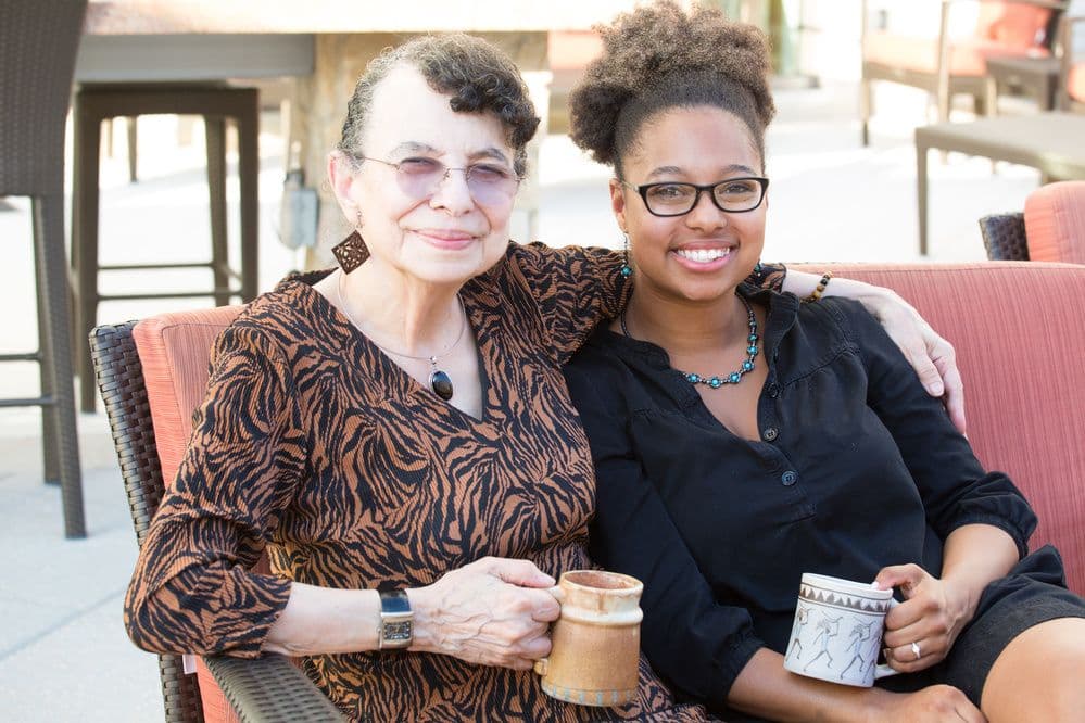 Friends connecting in community