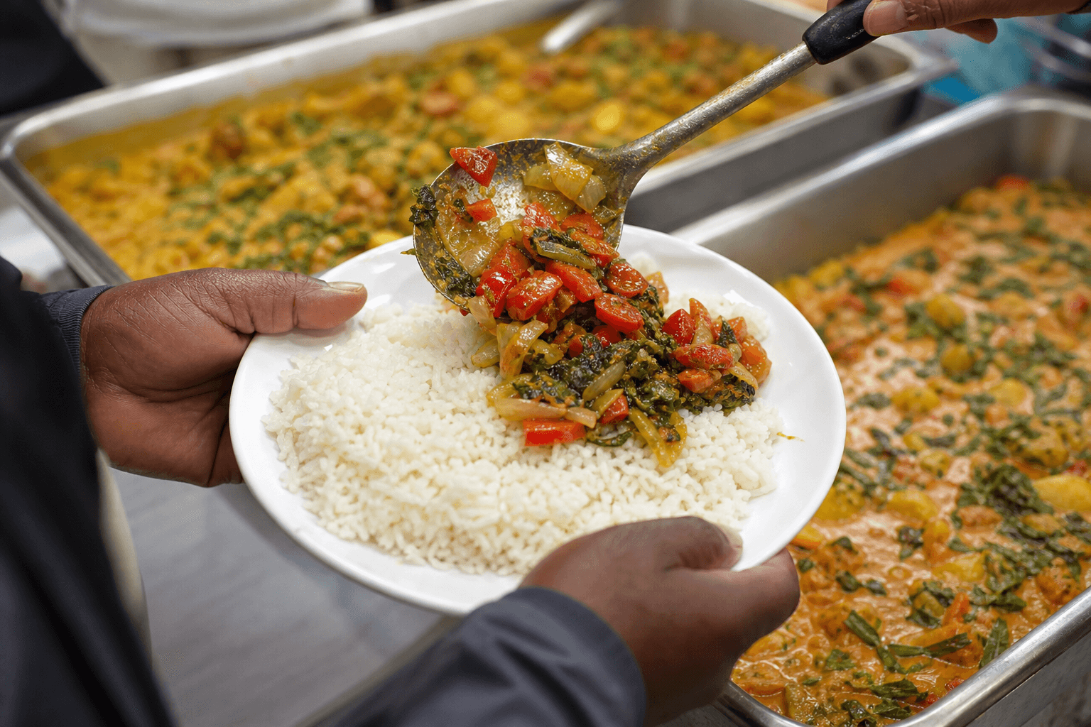 Community meal being served in fellowship